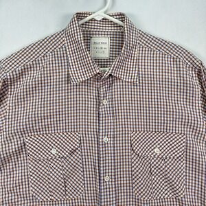 Billy Reid Shirt Mens XL Multicolor Checked Button Long Sleeve Fit 3 Linen Blend